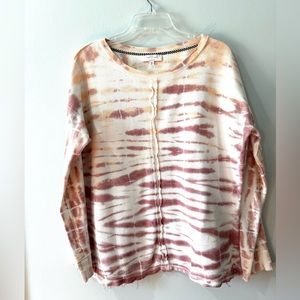 New Directions Collection Long Sleeve Scoop Neck Tie Dye Top Size Medium